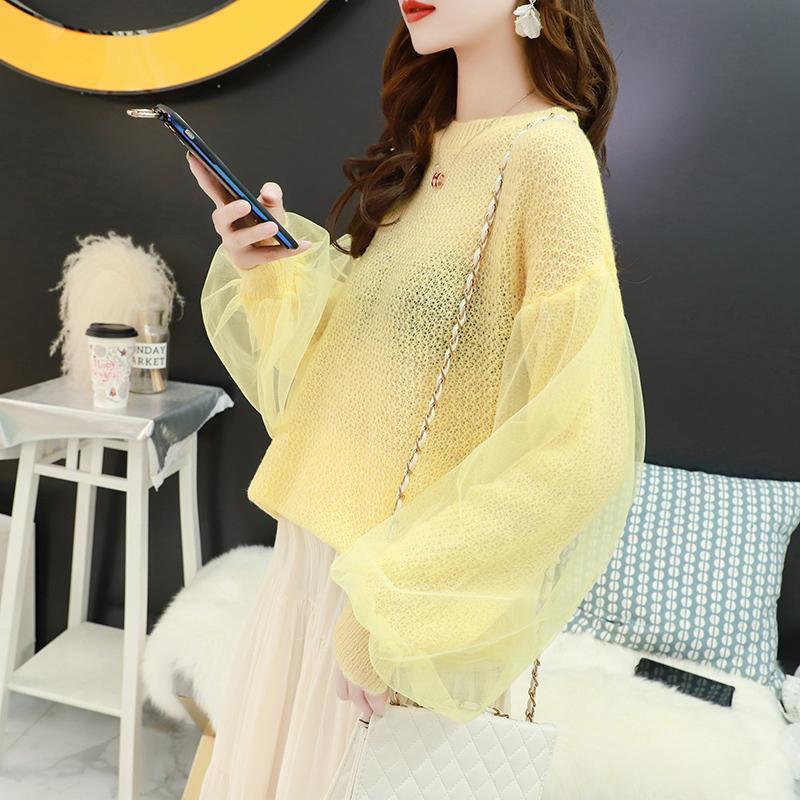 Thin Knit Top Loose Long-sleeved Hollow Sweater All-match Bottoming Shirt Gentle Wind