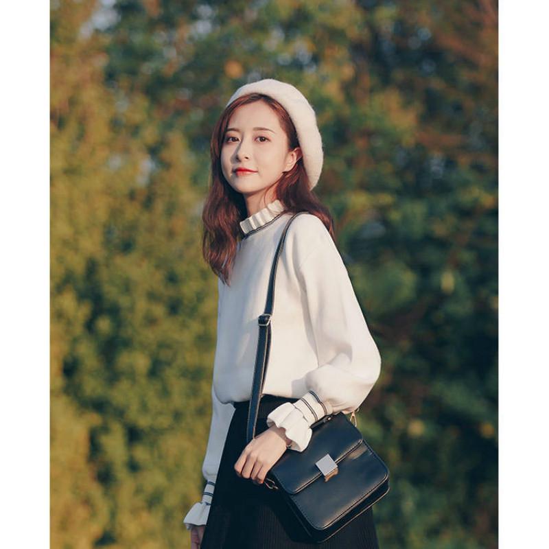 Pofulove Autumn and Winter High-quality Core-spun Yarn Sweater Women Loose Pullover Wild Sweater