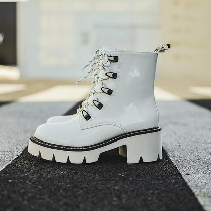 Martin Boots Female British Style Leather Comfortable Thin Style All-match Thin Spring and Autumn Single Boots
