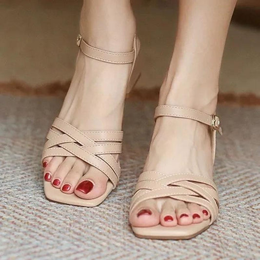 Summer Fairy Style with Skirt, Medium Heel, Thick Heel and Gentle Summer High-heeled Fashion Women's Shoes