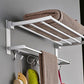 Double-layer Bathroom Towel Rack Wall-mounted Bar Rack Shelf with Hooks Bathroom Railings Do Not Need To Be Punched