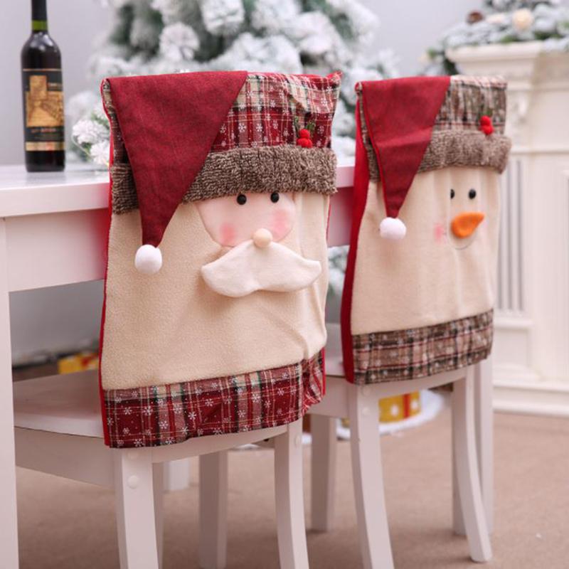 2 Set of Christmas Decorations Home Decoration Chair Cover Restaurant Hotel Square Santa Claus Stool Decoration