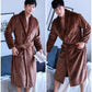 Plus Size Men Cashmere Bathrobe Long Robe Coat Shawl Bathrobe Absorbent and Quick-drying Home Clothes