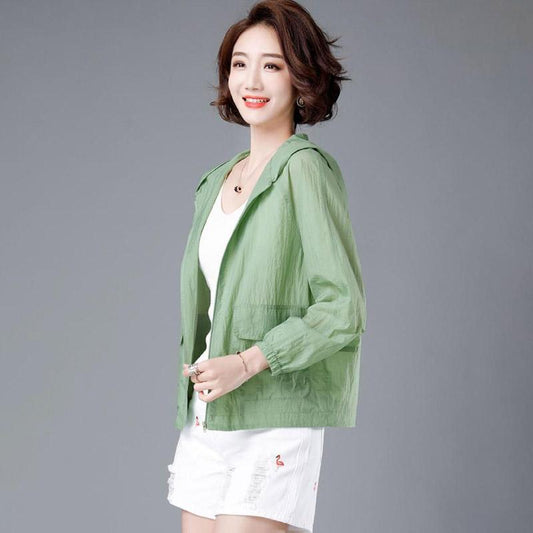 Women's Thin Shirt Short Wild Large Size Sun Protection Long Sleeve Coat