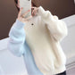 Autumn and Winter Mixed Color Coat Non-shedding Round Neck Thick Sweater Fashion Casual Top