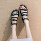 Thick-soled Sandals Women's Summer All-match Flat-bottomed Roman Shoes with A Word Buckle Simple Non-slip Thick-soled Sandals