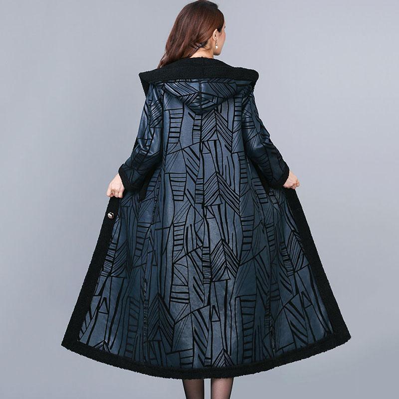 Winter Coat Mid-length Loose Fashion Ladies Plus Velvet Western Style V-neck Deerskin Velvet Coat Women