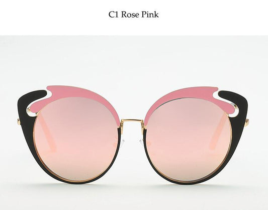 2019 Fashion Sunglasses Ladies Famous Brand Luxury Metal Cateye Sunglasses Women Red Black Cutout De