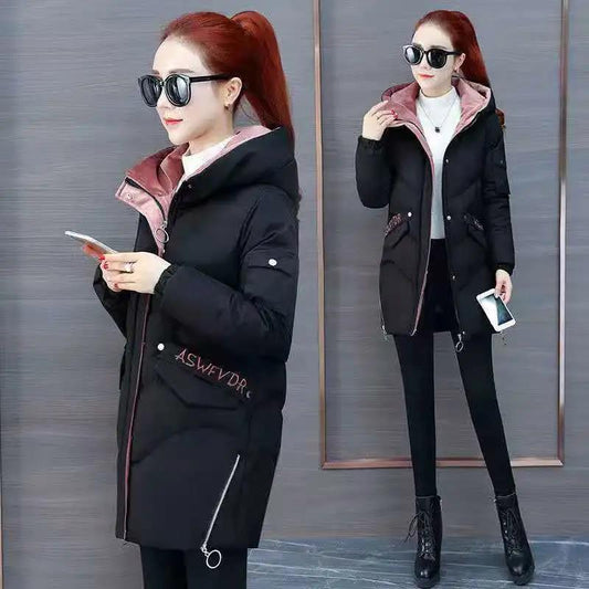 Hooded Coat Women Long Parka Wadded Winter Warm Green Padded Jacket Cotton Plus Size Female