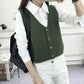 Spring and Autumn Knitted Loose Vest Sleeveless Cardigan Sleeveless Sweater V-neck Short Women's Top