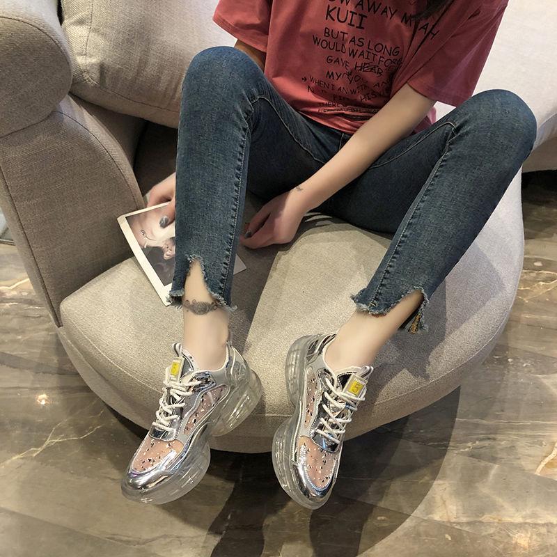 Summer Women Sneakers Fashion Comfortable Casual Dad Shoes Sequins Girl Graffiti Breathable Platform Shoes Woman Sandals
