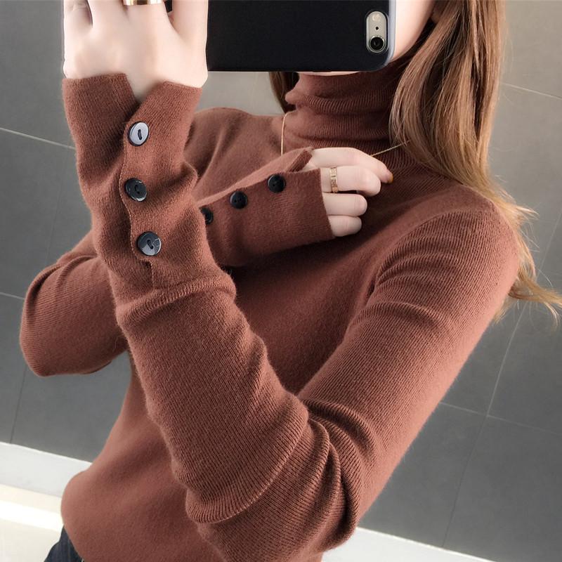 Autumn Slim Long-sleeved High-neck Knitted Bottoming Shirt Women's Tight-fitting Sweater Women's Inner Wear Autumn and Winter Trend