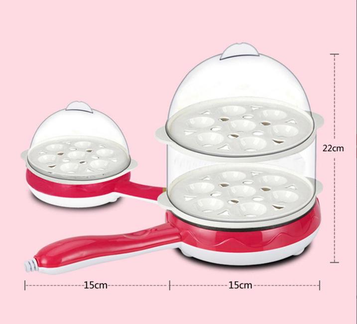Electric 14 Eggs Boiler Food Steamer Cooking Machine With Frying Pan Non-stick