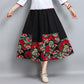 Four Seasons Skirt Stitching Ethnic Style Women's Skirts Cotton and Linen Large Swing Mid-length Skirt Retro Was Thin