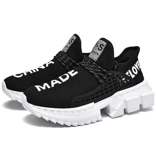 Non-slip Breathable Flying Woven Coconut Sneakers, Square Bottom Fashion Youth Casual Men's Shoes 36-44