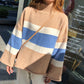 Thick Color-matching Turtleneck Female Autumn Winter Striped Bottoming Sweater Loose Top