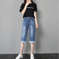 Cropped Straight Jeans Women's Loose Spring, Autumn and Summer Thin Breeches High-waisted Wide-leg Pants