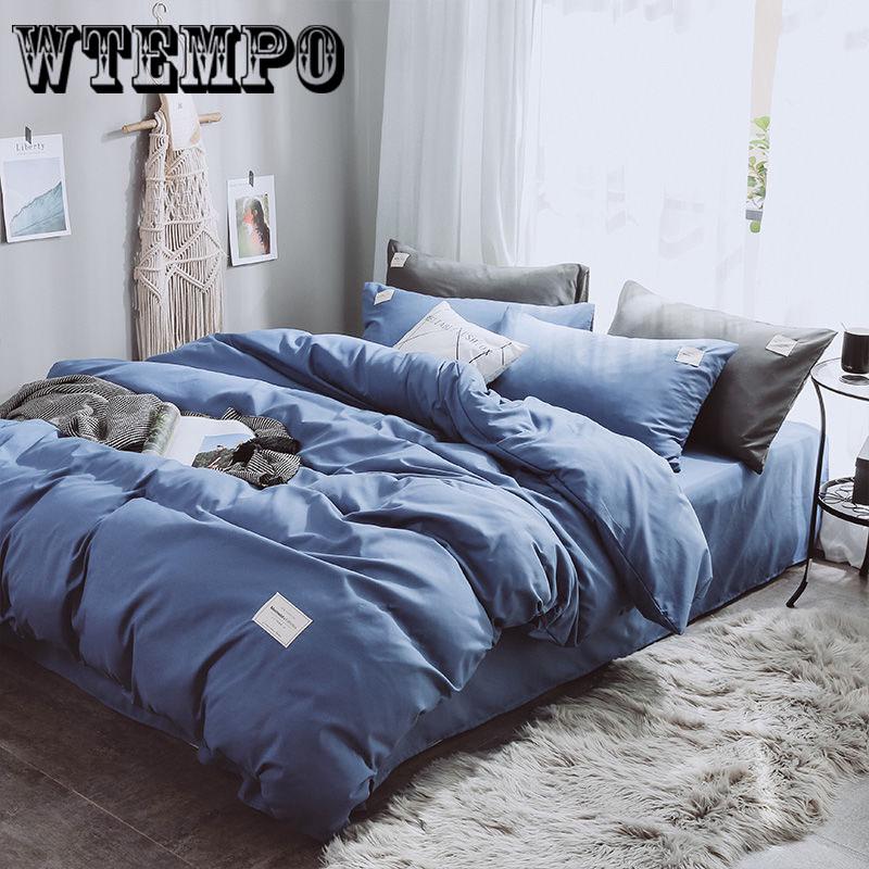 Solid Color Four-piece Can  Bedding Dormitory Quilt Cover Sheet Set of Four