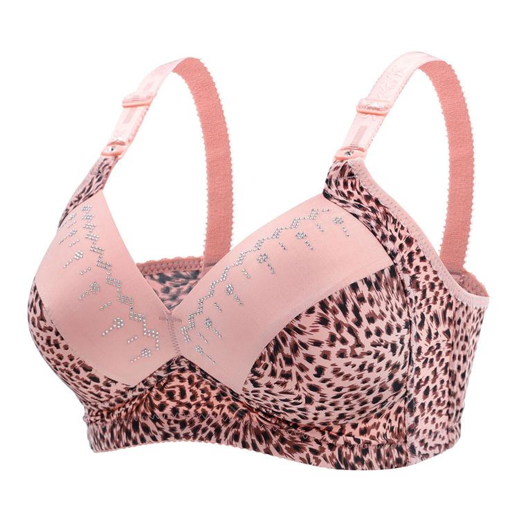 Ladies Leopard Print Padded Underwear Adjustable Shoulder Strap Breathable Casual Comfy Bras