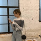 Pofulove r Loose Contrast Striped Sweater Women's  bottoming blouse Korean Slim Turtleneck Striped