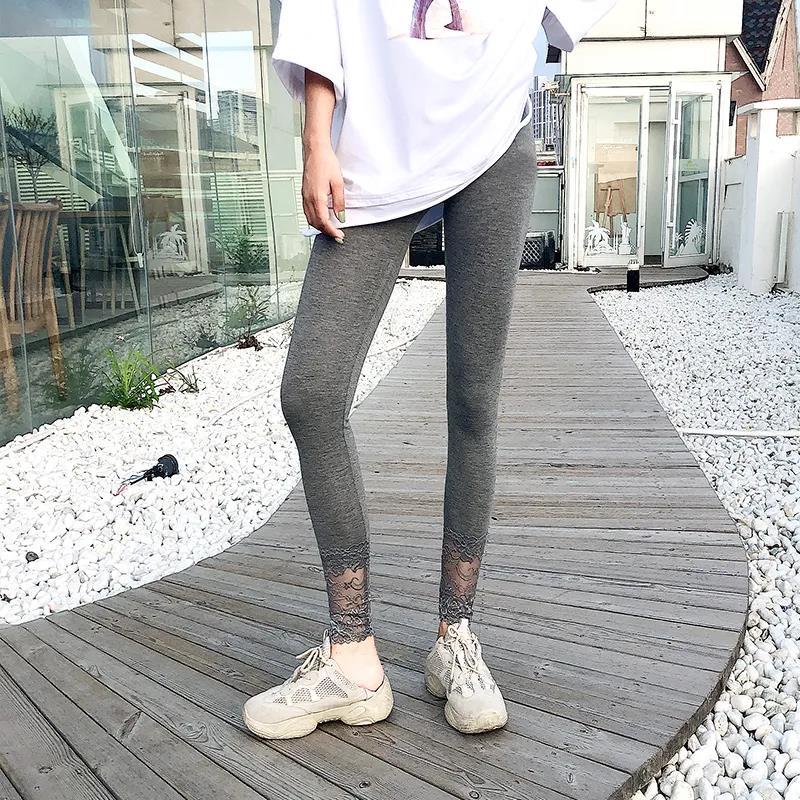 Long Johns Ladies Thin Inner Wear Tight-fitting High-waist Lace Trousers Sexy Stretch Slim-fitting Leggings Spring and Autumn Underpants