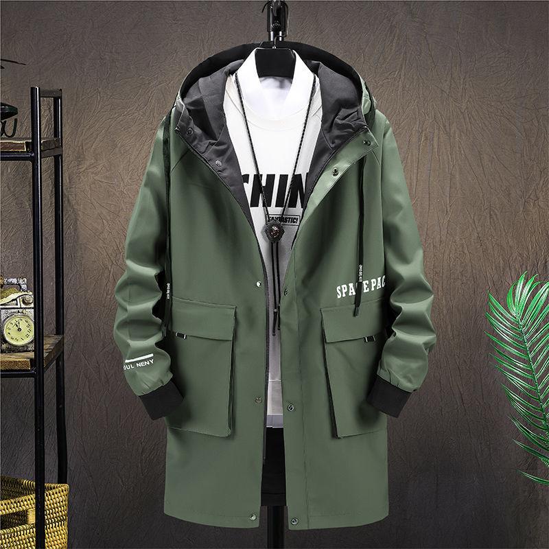 Spring Long Boutique Jacket Men Hooded Workwear Casual Loose Coat Trendy Comfortable Windbreaker