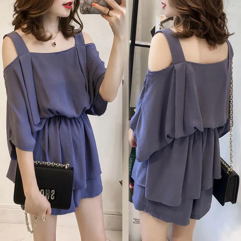 WTEMPO Solid Color M-XXXXL 2pcs Suit Spring Summer Women's Plus Size Boat Neck Loose Casual Two-piece Set