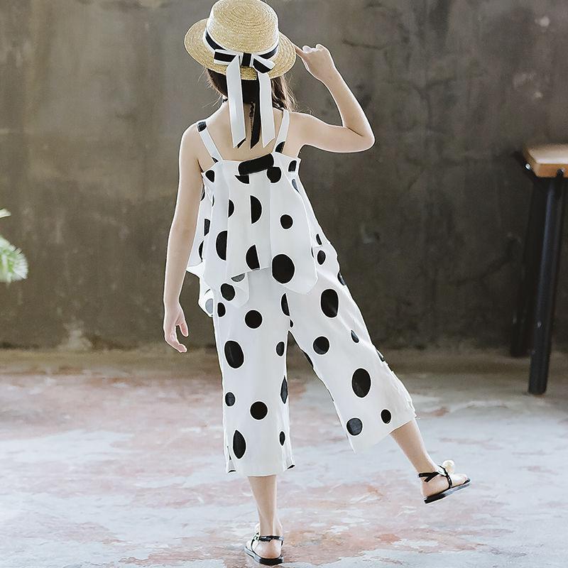 Girls' Summer Suits Big Children Western Style Korean Children's Summer Net Red Fashionable Chiffon Two-piece Suit