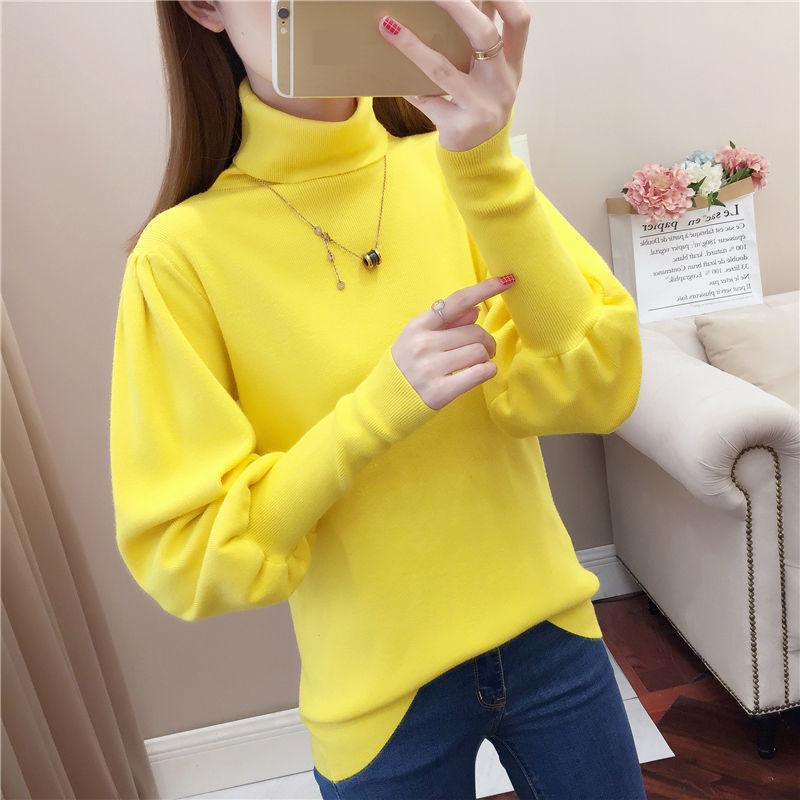 Turtleneck Sweater Women Autumn and Winter Loose Lantern Sleeve Knit Bottoming Shirt Soft
