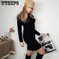 Women Solid Color Sweater Autumn Winter Sweater Dress Long Sleeve Knitted Dress