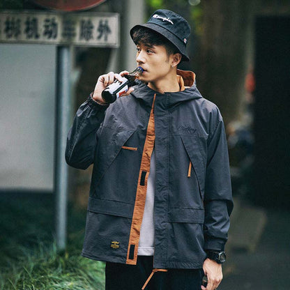 2021 New Spring and Autumn Coat Men's Trend Handsome Loose Jacket Casual Wild Hooded Jacket