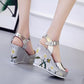 Wedge Sandals Women's Summer Casual Style Rhinestone Rivet Platform Platform Shoes  High Heel Roman Shoes