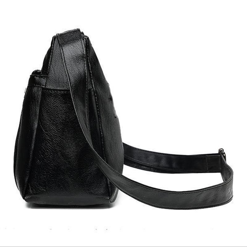 Sheep Leather Multi-layer Female Bag Fashion Trend Large Capacity Messenger Bag Middle-aged Lady Shoulder Bag Mother Bag
