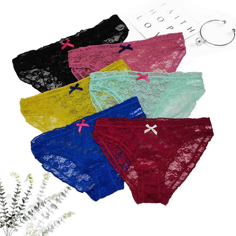 6 Pieces/set of Pure Cotton Underwear Women T-back Sexy Fashion Large Size Lace Solid Color Underwear