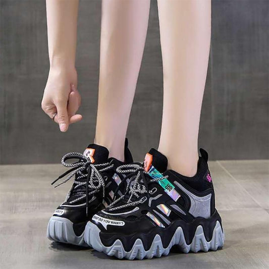 Thick-soled Heightened Travel Running Shoes Casual Student Breathable Sneakers All-match Comfortable Women Walking Sneakers