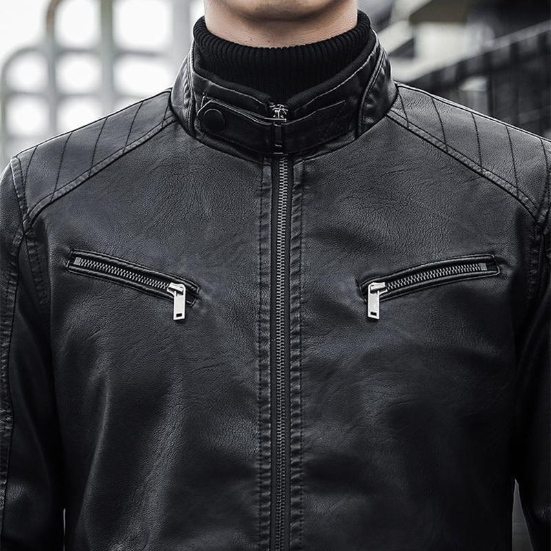 Fashion slim men's youth leather jacket plus velvet thick hooded trendy handsome jacket