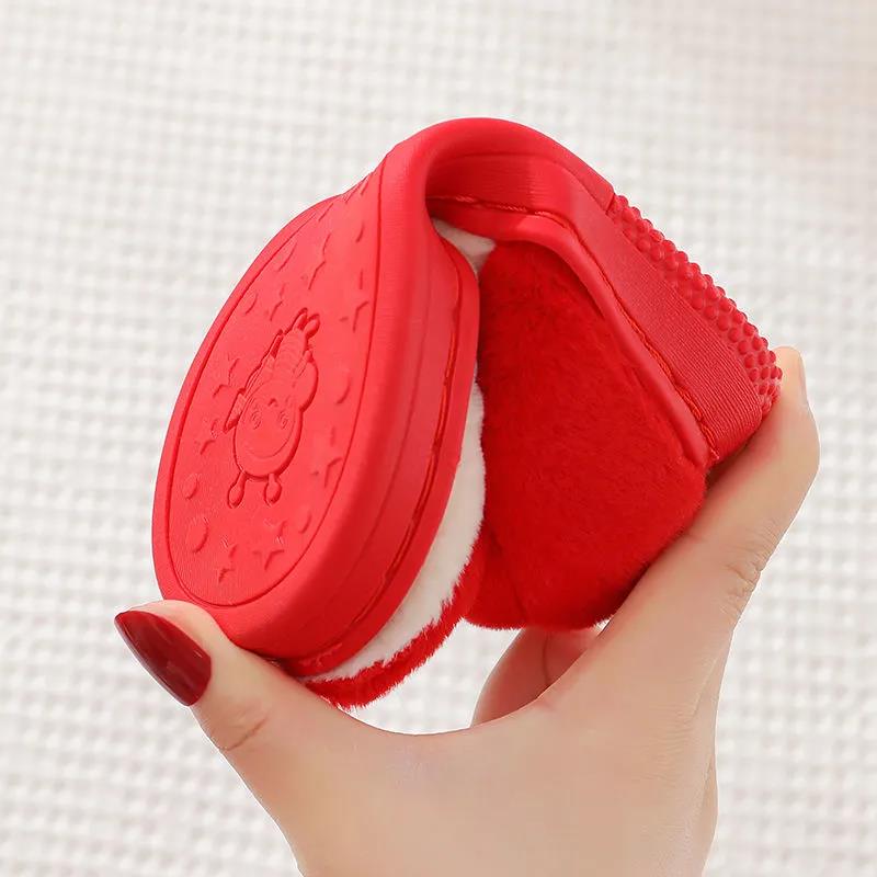 Baby Girls Cotton Slippers Winter Children's Fur Slippers Boys Home Indoor Shoes Non-Slip Kids Slippers
