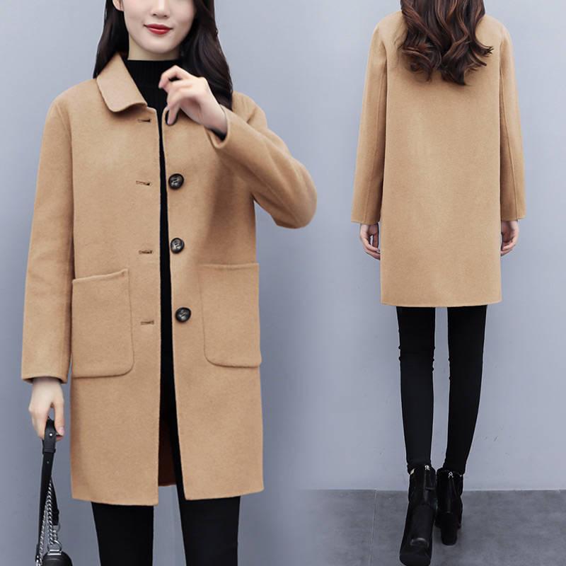 Women Jacket Autumn Winter Coat Fashion Women's Lapel Overcoat Long Woolen Overcoat Women Coats