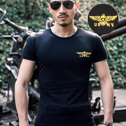 Short-sleeved T-shirt Men's Round Neck Bottoming Shirt Men's Tight-fitting Slim Solid Color Summer Camouflage Top