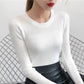 Autumn and Winter Round Neck Long-sleeved Sweater Knit Pullover Slim Bottoming Shirt Was Thin Plus Size Female Top