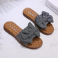 Women's Summer Outer Wear Slippers Beach Flat Bottom Beef Tendon Soft Bottom Pregnant Women Sandals Bow Flip-flops Bathroom Slippers