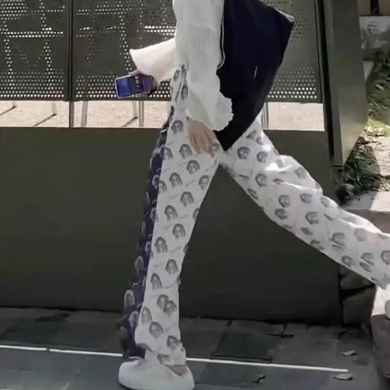 Ice Silk Pants Women's Summer Thin Trousers Loose and Thin Wide-legged Casual Fashion High-waist Net Red Mopping Pants