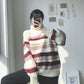 Autumn and Winter Turtleneck Striped Loose Sweater Female Hedging Was Thin Wild Sweater
