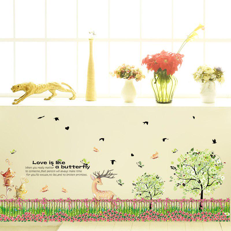 [sticker ]Country Style Fence Flower Garden Wall Stickers For Kids Rooms Nursery Living Room Home D