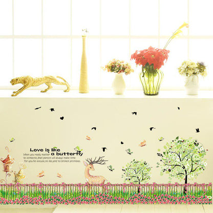 [sticker ]Country Style Fence Flower Garden Wall Stickers For Kids Rooms Nursery Living Room Home D