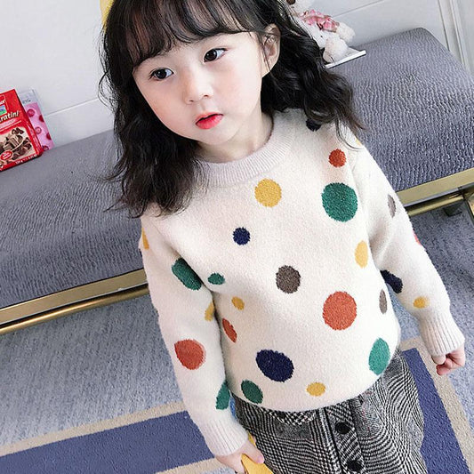 Girls' Sweaters Children's Pullovers Sweaters Girls Thickened Autumn and Winter Bottoming Sweaters Loose Knitwear