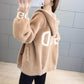Imitated Mink Velvet Jacket Women's Spring and Autumn Clothes All-match Thin Short Hooded Knitted Cardigan