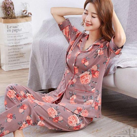 Short-sleeved Tops Trousers Cotton Pajamas Two-piece Women's Spring and Summer Thin Pajamas Set Large Size Loose Casual Home Wear