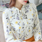 Fashion Floral Tops Blouses Women Long Sleeve Shirts Print Chiffon Blouse Women