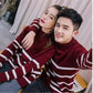 Autumn and Winter Casual Sweater Striped Pattern Loose Top Men and Women Half High Neck Lover's clothes